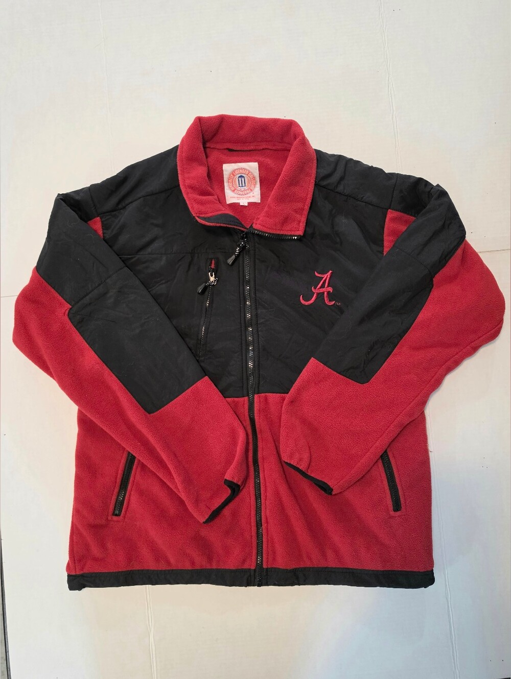 Alabama Crimson Tide Fleece Jacket Mens L Red Black Full Zip NCAA
